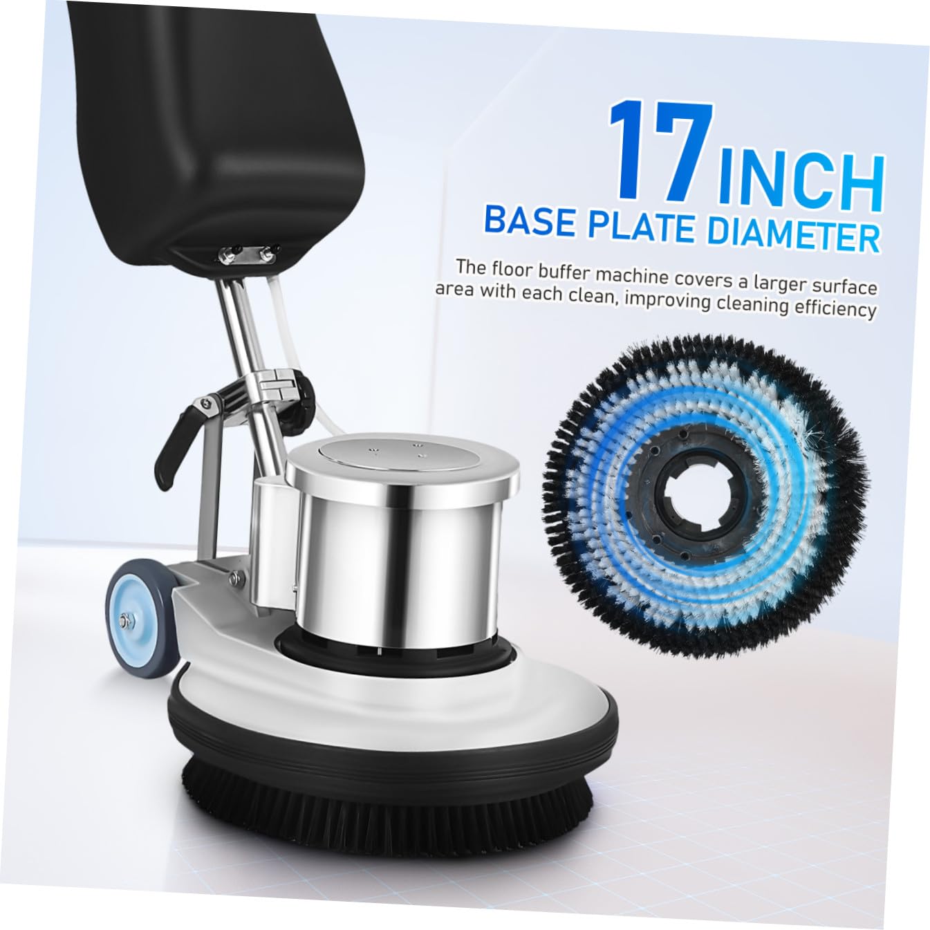 TOPPERFUN Commercial Floor Scrubber And Polisher: 1100w Heavy Duty Multi Purpose Electric Scrubber And Polisher, Speed 175, 17" Base Plate Diameter for Hardwood, Tile And Commercial Carpet Cleaning