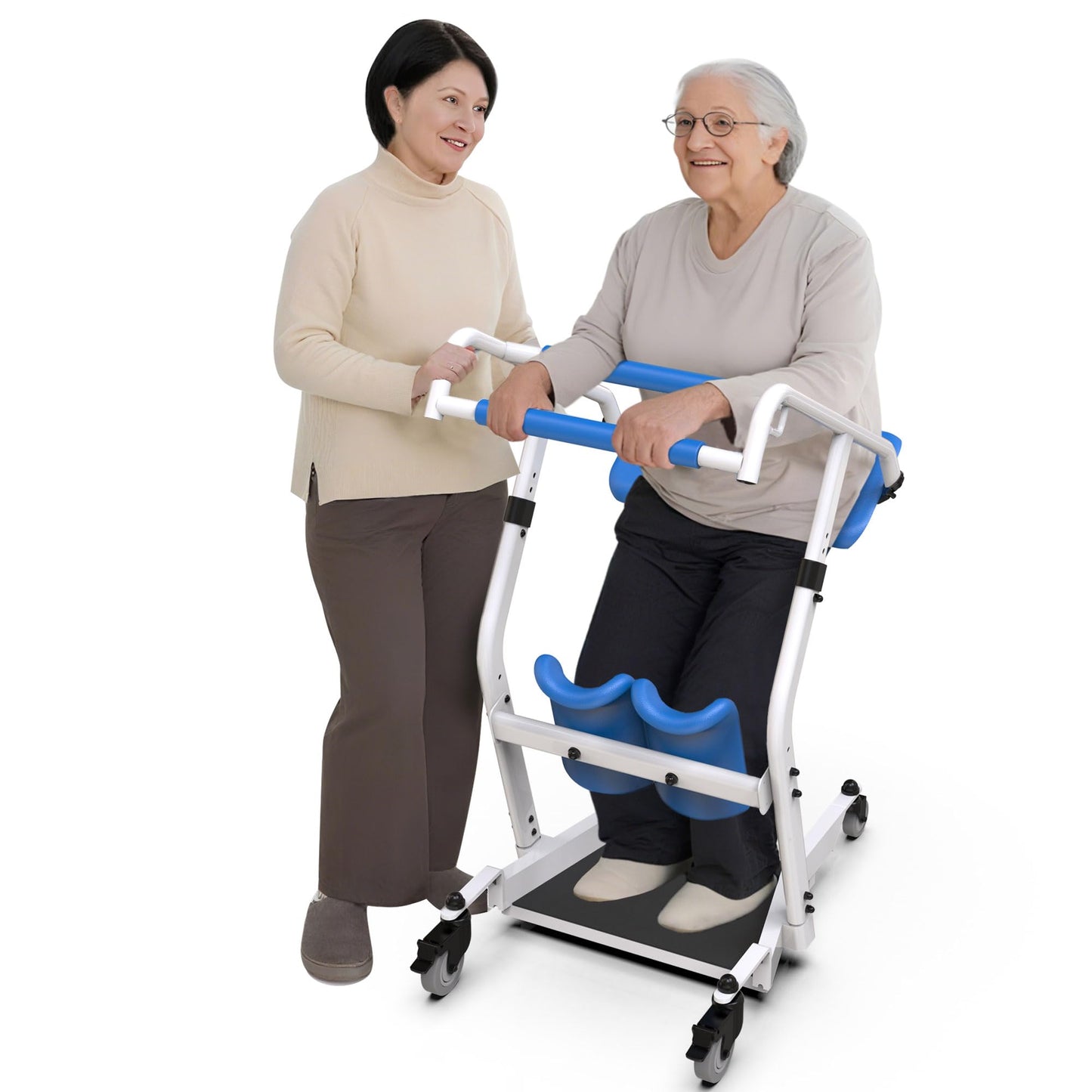 WHLICKS Upgraded Sit to Stand Patient Lift, One-Step Stand Assist Lift for Elderly,Lift Assist Transfer Device with Wheels, Home Care Use Transport Chair Stand Assist for Seniors, Adults & Disabled