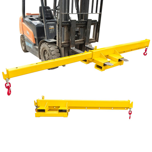 EQCOTWEA Bidirectional 2T Telescopic Forklift Jib Boom 12.1ft Extendable Crane Arm for Transverse & Longitudinal Lifting Double Fork Pocket Mobile Crane Boom fit for Forklifts & Hoists, Yellow Color
