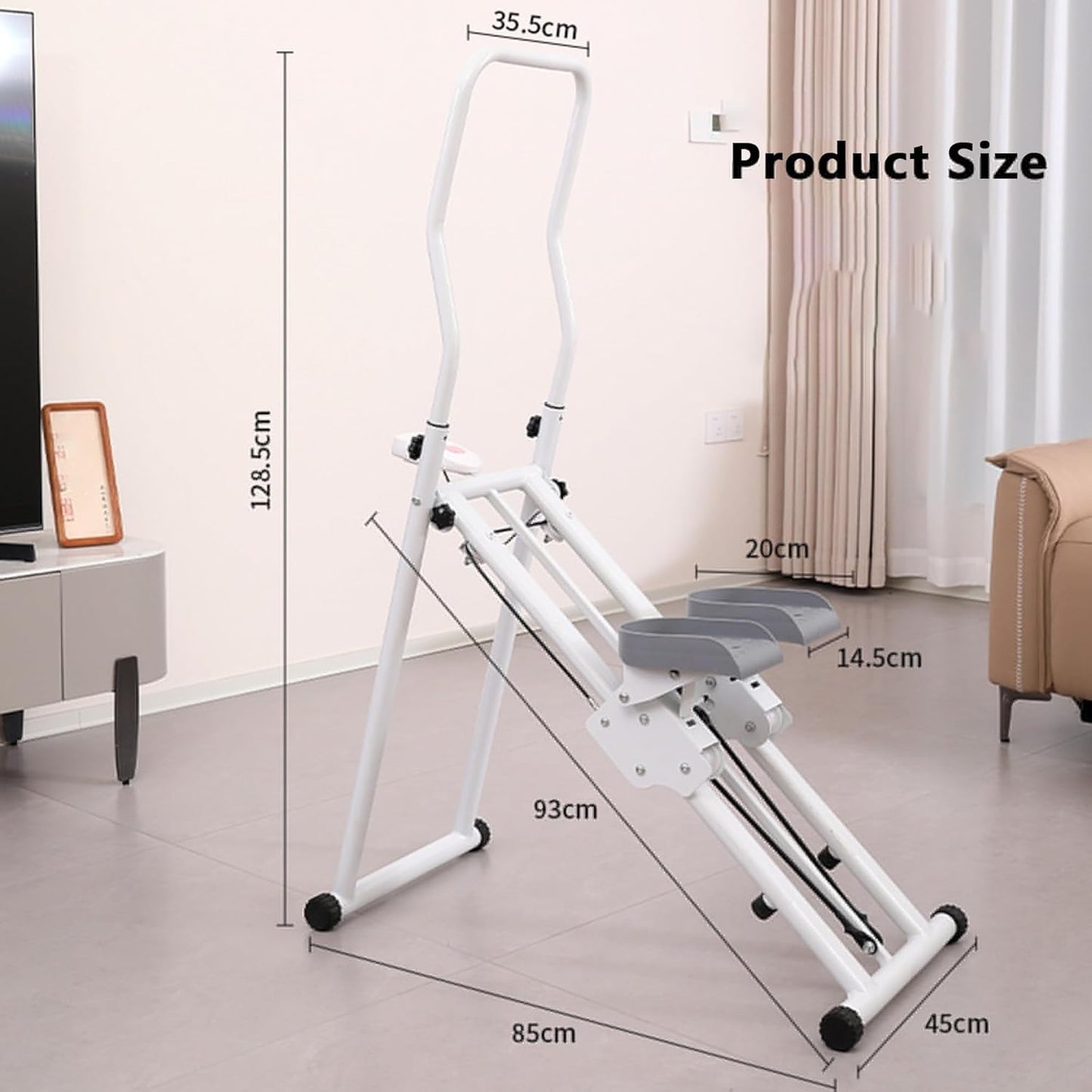 Home Stair Stepper with Handlebar, Folding Climber Workout Machine for Full-Body Workout, Portable Vertical Climber with Extended Step Range and Adjustable Height