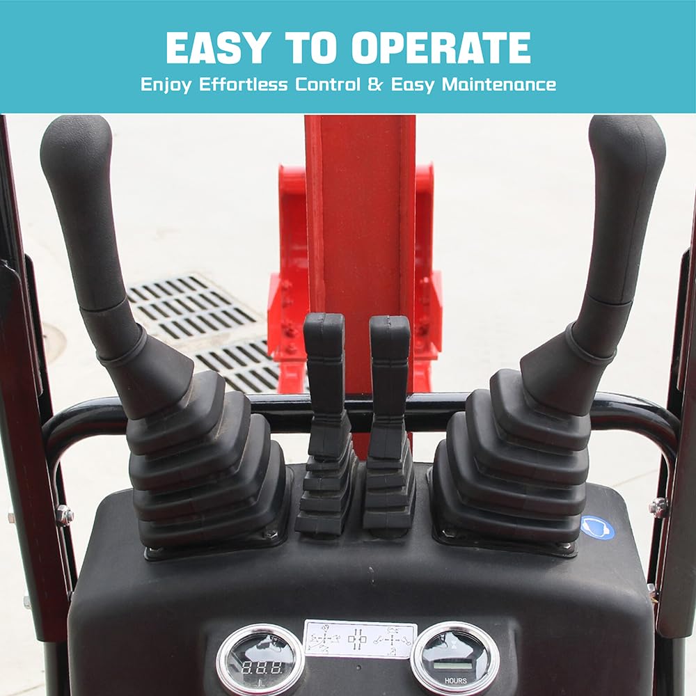 DS-16, 1.4 Tons KubotaDiesel Mini Excavator, w/Pilot System, Full Hydraulic System, Water Cooling, Hydraulic Thumb Clamp, Bucket, Palletfork,Work for Any Occasions, US in Stock red (red2)