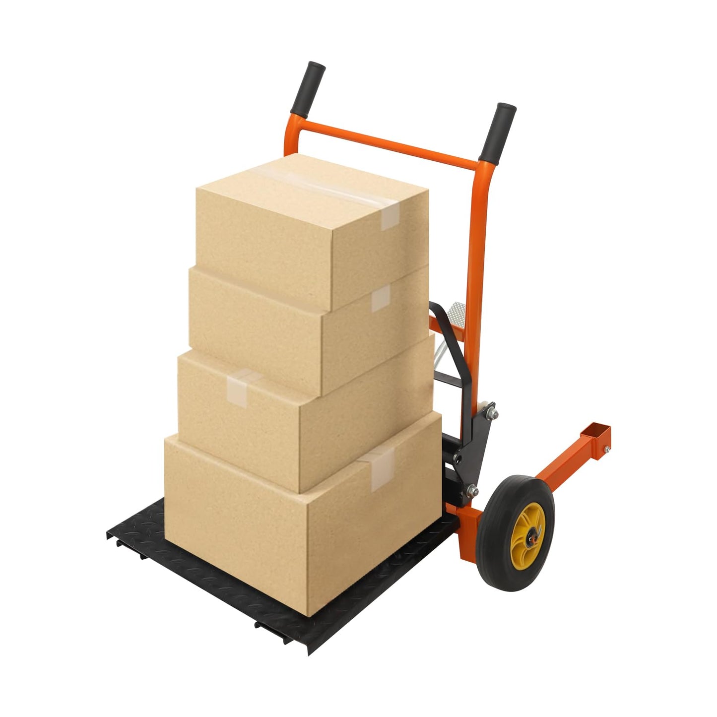 Hydraulic Material Lift Winch Stacker, 15.7" Max Lift, 441LBS Capacity Pallet Truck Dolly Fork Lift with 9" Wheels & Removable Flat Bed, Adjustable Height & Width