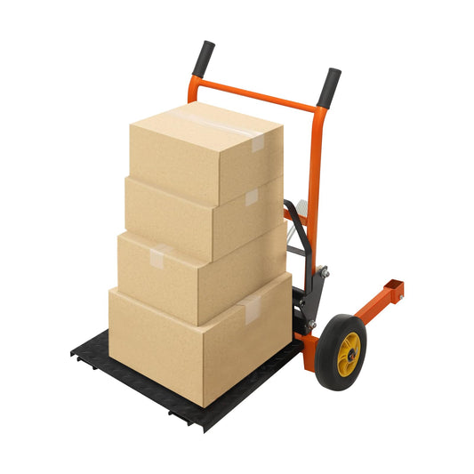 Hydraulic Material Lift Winch Stacker, 15.7" Max Lift, 441LBS Capacity Pallet Truck Dolly Fork Lift with 9" Wheels & Removable Flat Bed, Adjustable Height & Width
