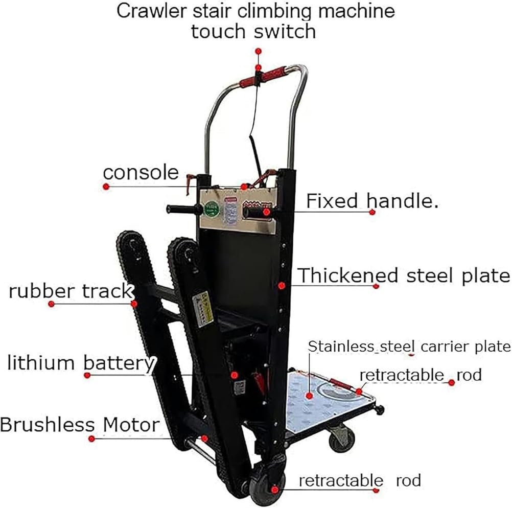 Electric Stair Climber Heavy Object Sack Truck Removable Battery Load Capacity for Straight Curved Stairs Effortless Heavy Load Transport Electric Stair Climbing (K)