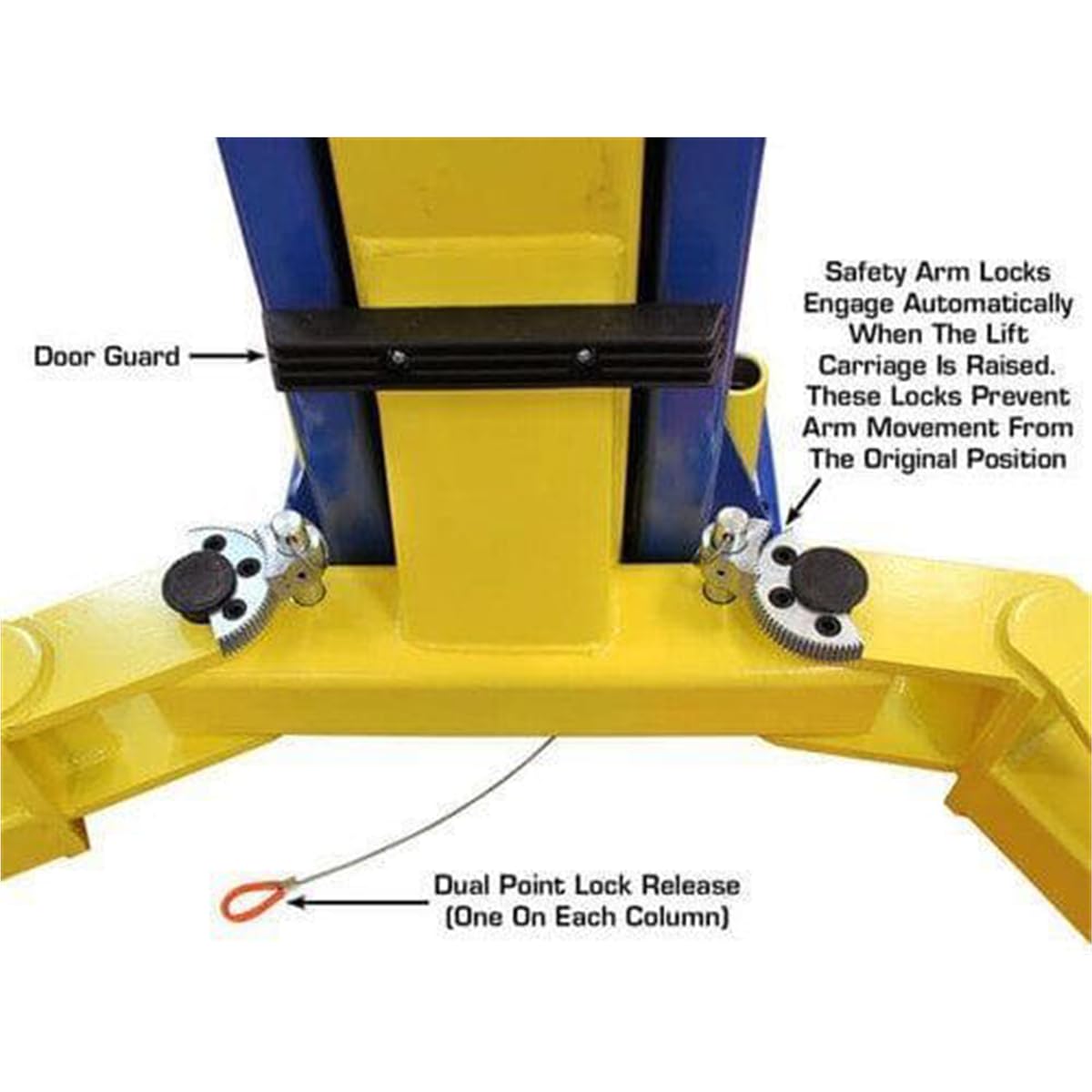 Atlas Automotive Equipment 9KOHX 2-Post Vehicle Lift, Overhead Hoist, 12' Minimum Ceiling Height, Clear Floor Design, 9,000lb Capacity, Dual-Point Lock Release, Dual Hydraulic Chain Drive Cylinders