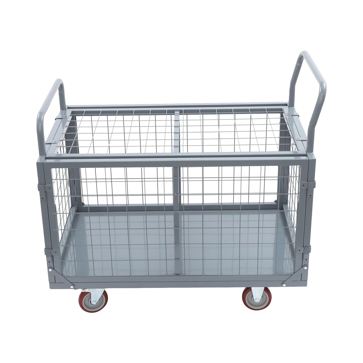 38.4" x 23.6" x 37.9" Platform Truck Cart with Cage, 5 in 1 Flatbed Cart 2000 lbs Heavy Duty Hand Truck Moving Platform Trucks Hand Carts for Groceries, Garage