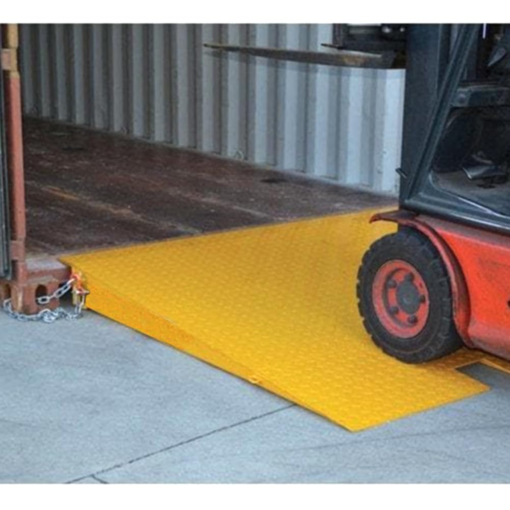 DMC-FPPS 16,000Lbs Container Ramps - 49"x86" Heavy Duty Loading Ramps for Shipping Docks | 5.9" Height Differential, Forklift Compatible, 10-Gauge Steel w/Safety Chains