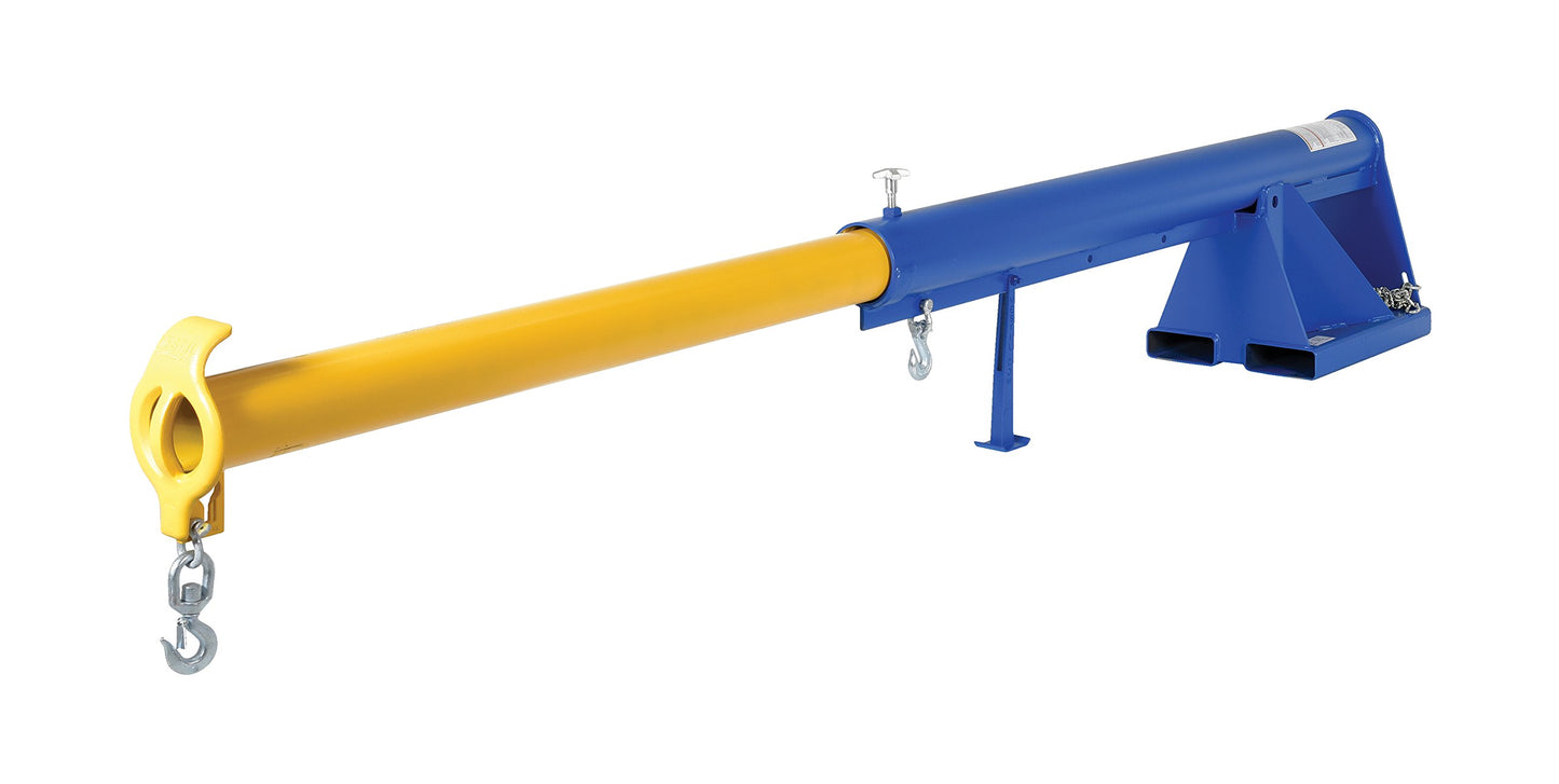 Vestil LM-1T-4-11 Steel Telescoping Lift Boom 11 In. Fork Pocket Center 4,000 Lb. Capacity Blue and Yellow