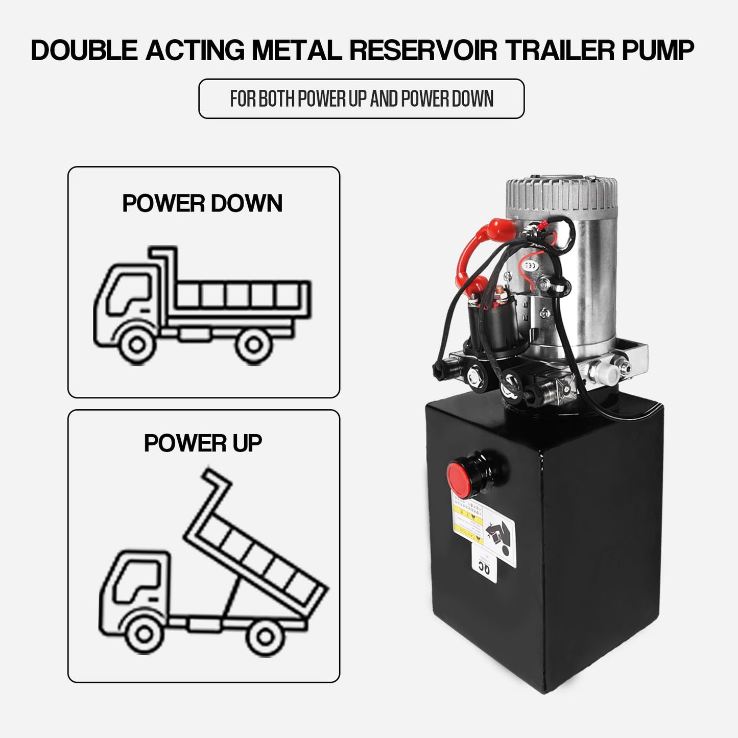 Doppy 8 Quart Hydraulic Power Unit,2 Gallon Double Acting Hydraulic Pump, 3200 PSI 12V DC Metal Reservoir Hydraulic Pump Unit for Dump Trailer Car Lifting Platforms