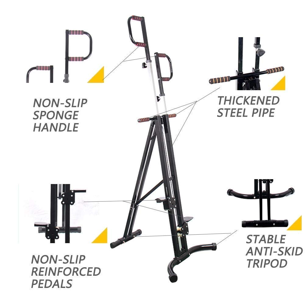 Vertical Climber Machine Climbing Stair Stepper Folded Full Body Cardio Exercise Equipment-Adjustable Height- Non-Slip D