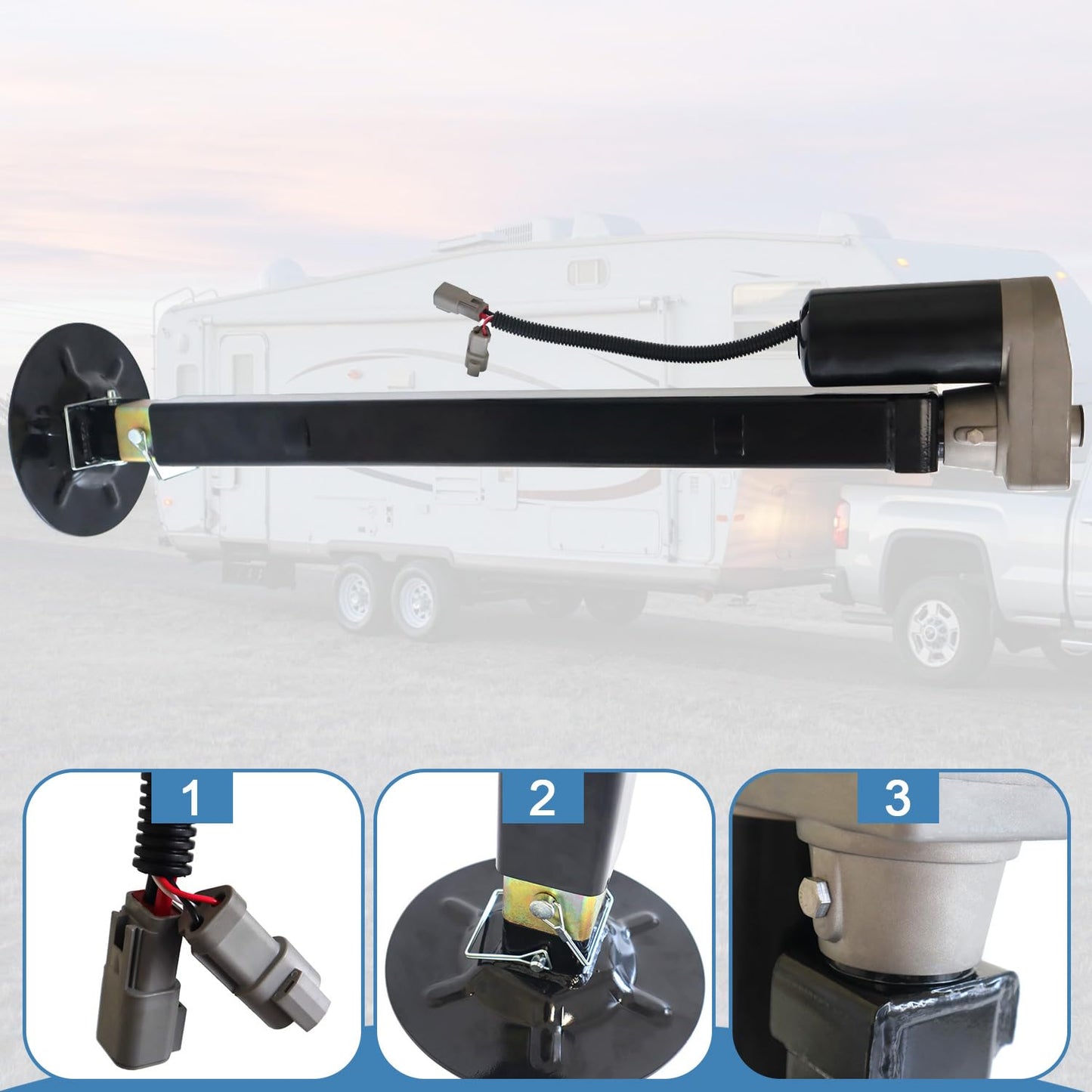 RJSPHH 5th Wheel RV Jack Right or Left Leg, Ground Control 3.0 Automatic 5th Wheel RV Leveling System Front Hall Effect Jack with Motor, 5000 lbs, Black 305340