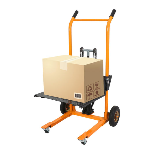 Material Lift Hydraulic Stacker, 440 lbs Capacity Hydraulic Table Cart, 35.8" Lifting Height Manual Forklift Stacker, Pallet Jack Truck Dolly with Swivel Casters and Lift Plate (Yellow)