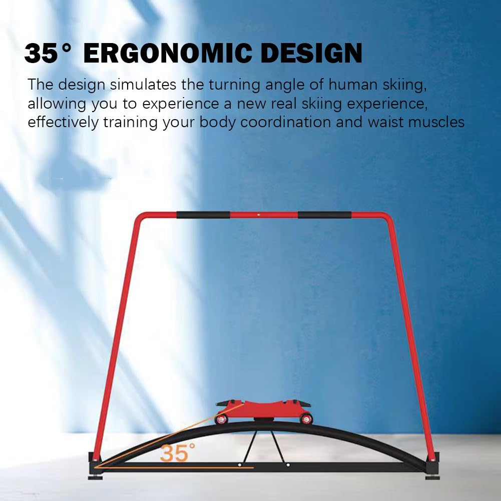 Simulator Ski Machine, Gym Ski Resort Trainer, Indoor Fitness Machine, Leg and Hip Strength Training Equipment, Precise Simulation Skiing (Red)