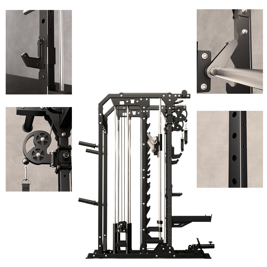 Hydra Fitness Exchange All-in-One B52 Standard Home Gym Smith Machine | with Power Rack, Cable Crossover, Dual Pulley System, Landmine, and Multi-Grip Pull-Up Bar – Heavy-Duty Fitness Equipment