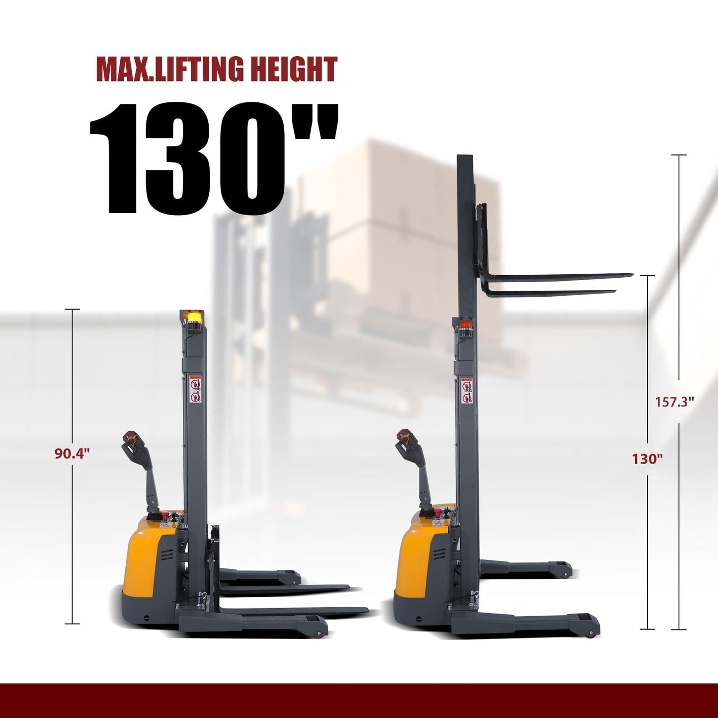 Full Electric Pallet Stacker, Heavy-Duty Lift Trucks with Straddle Leg and Adjustable Forks for Efficient Warehouse Operations, Pallet Lifts Stackers with Built-in Charger