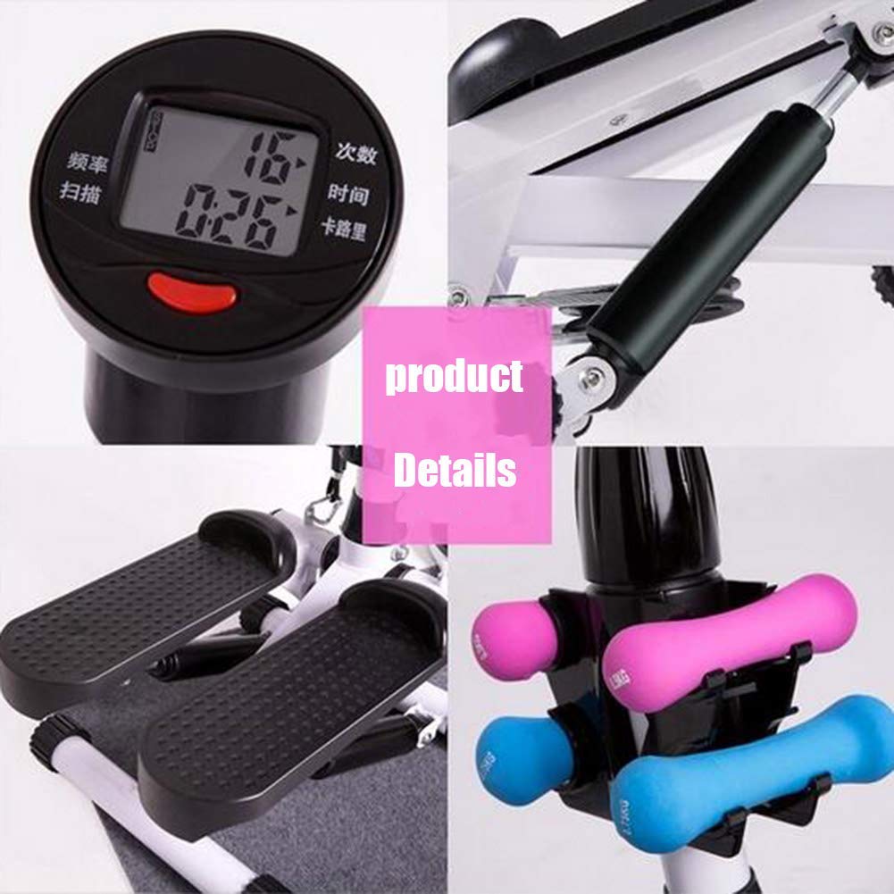 Mini Exercise Stair Stepper Fitness Machine for Men and Women, Home Swing Legs Trainer with Resistance Bands Cardio Workout Pedal Exerciser