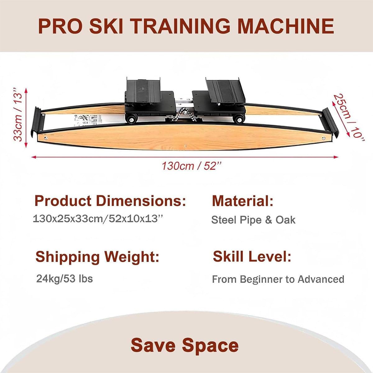 Trainer Body Balance Ski Machine, Gym Indoor Ski Simulator, Indoor Ski Training Simulator, Multiple Training Modes, Ski Poles, Strength and Balance Training, Home Ski Center Pilates Surf Training