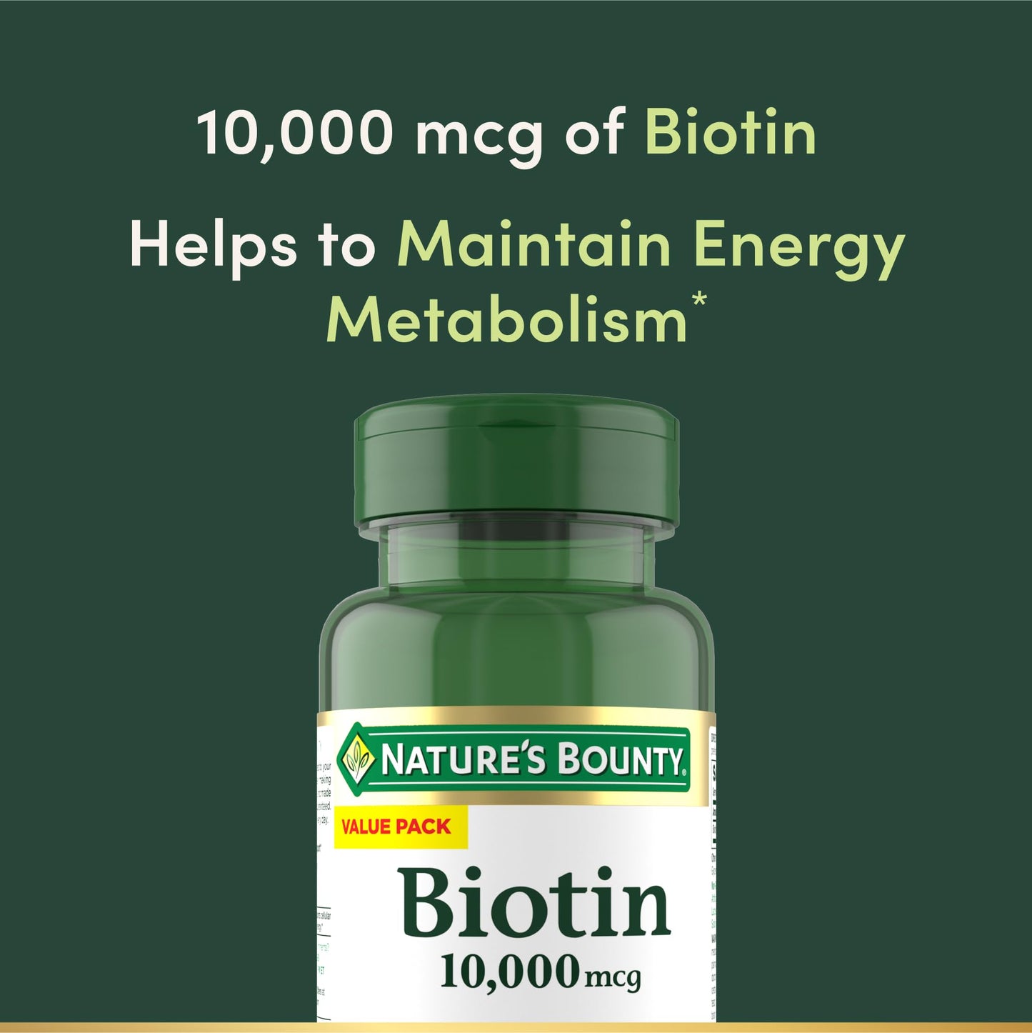 Nature's Bounty Biotin Hair Skin and Nails Vitamins, Supports Healthy Hair, Skin and Nails, 10,000 mcg, Rapid Release Softgels, 180 Ct