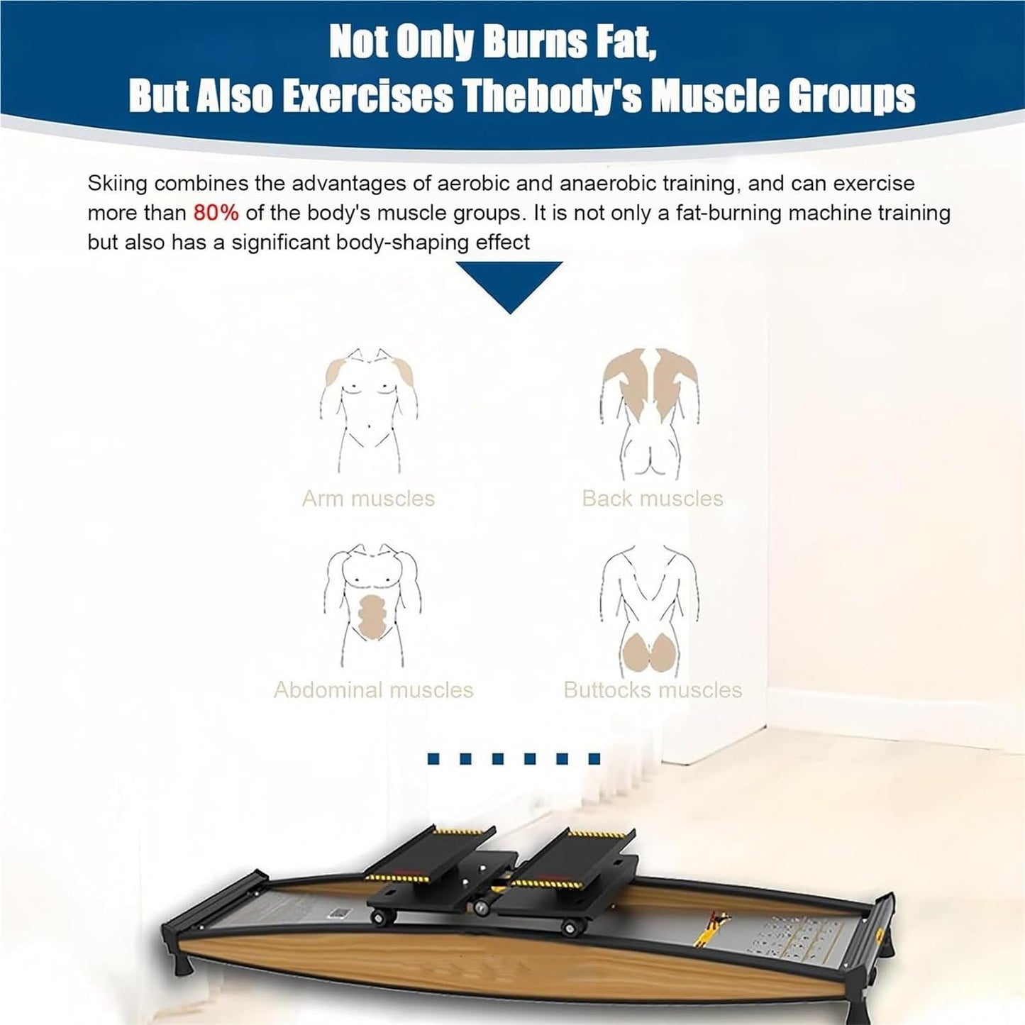 Ski Simulator，Ski Machine， Indoor Simulated Ski Machine Fitness for Home Gym Workout with Poles and Mats