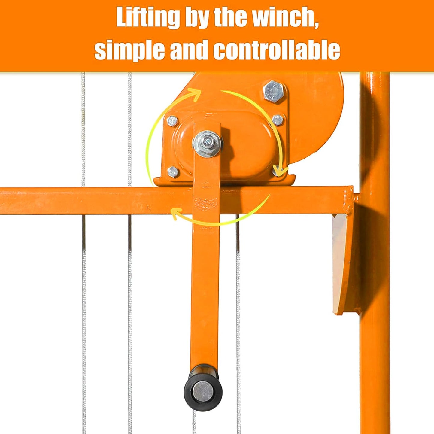 Tory Carrier Material Lift Winch Stacker, 440 lbs Capacity Pallet Stacker, 35.4" Lifting Height, Pallet Truck Dolly, Swivel Casters Lift Table Cart, Forklift with Steel Platform(Yellow)