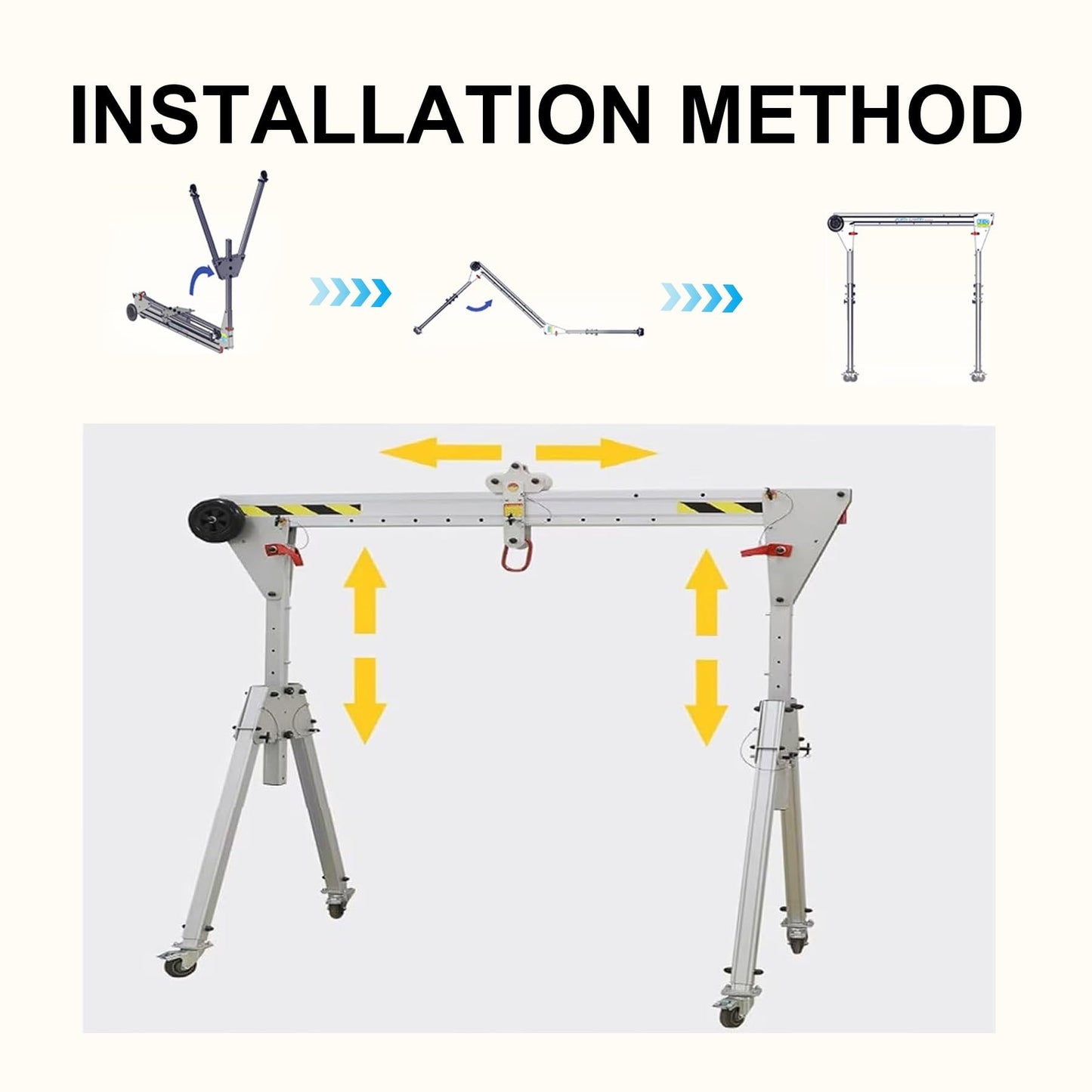 250~1000KG/550~2200LBS Load Lightweight Aluminum Alloy Gantry,Portable Folding Assembly Gantry Crane(500kg/1100lb)
