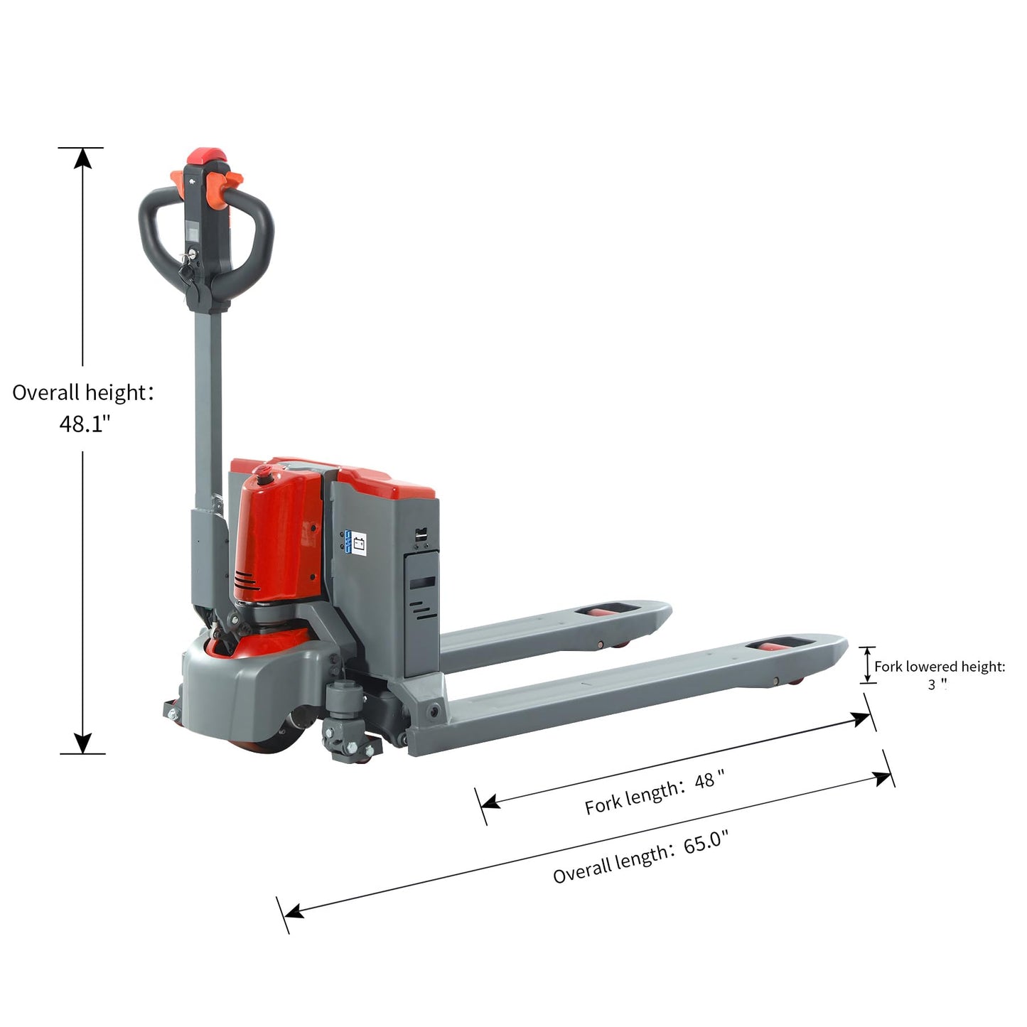 T Tory Carrier Electric Pallet Jack Truck 4400lbs Capacity Lithium Electric Pallet Trucks 48" x27" Forks Li-ion Battery Lift for Narrow Spaces, Easy Battery Replacement-Red