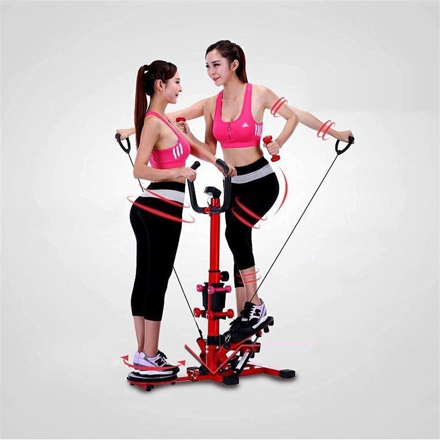 ZHCWEP Stepper Mini-Stepper Swing Stepper Multifunction Stair Step Machiner Home Stepper Workout Fitness Machine Silent Sport Exercise Gym with Handle Bar, Red
