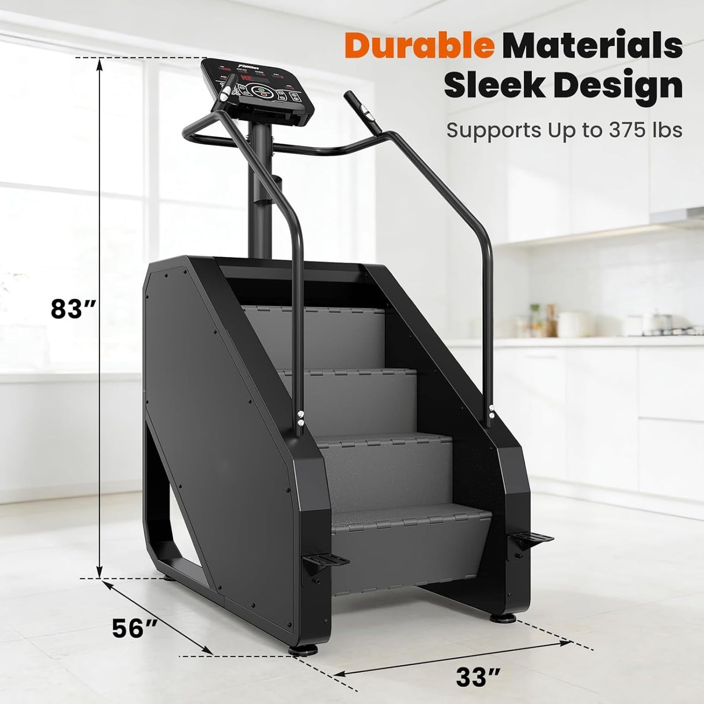 Stairmaster Machine with Led Screen, Commercial Grade Stair Climber for Cardio Training, 15 Speed Levels Continuous Climbing Exercise Machine, 15-164 Steps Per Minute Black