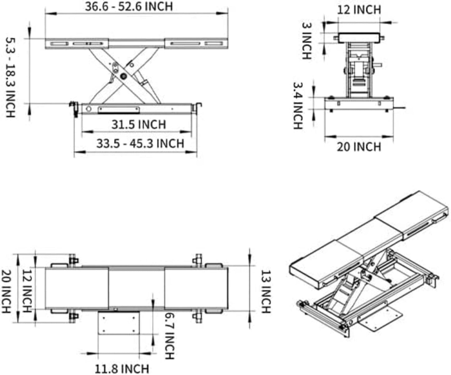 Rolling Jack Bridge Jack for KT-4H110/4H850 Four Post Lifts with 5000Lbs Lifting Capacity