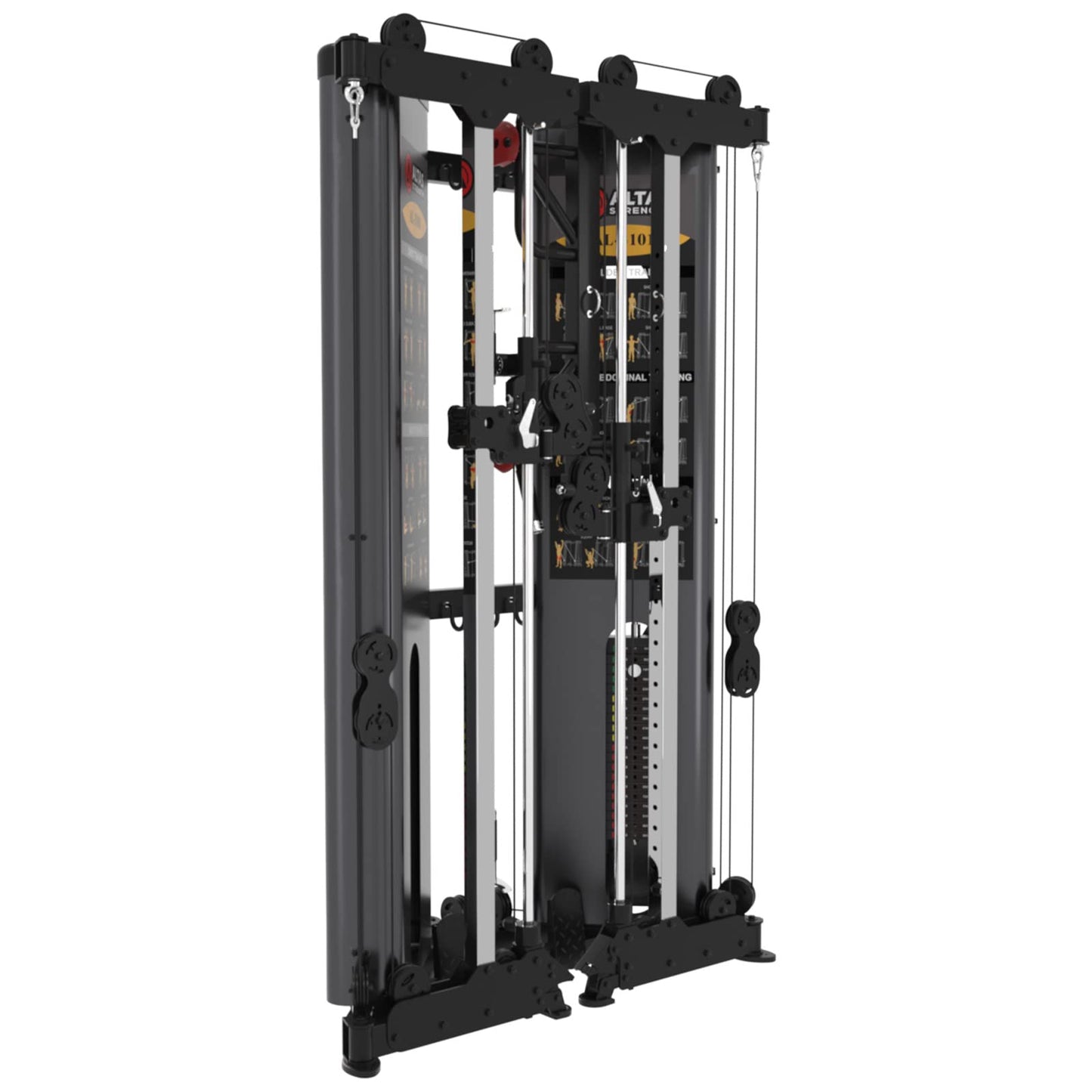 Altas Strength Folding Home Gym Smith Machine with Pulley System Gym Squat Rack Weight Bar Upper Body Strength Training Leg Developer Commercial Fitness Equipment Included Accessories 3101
