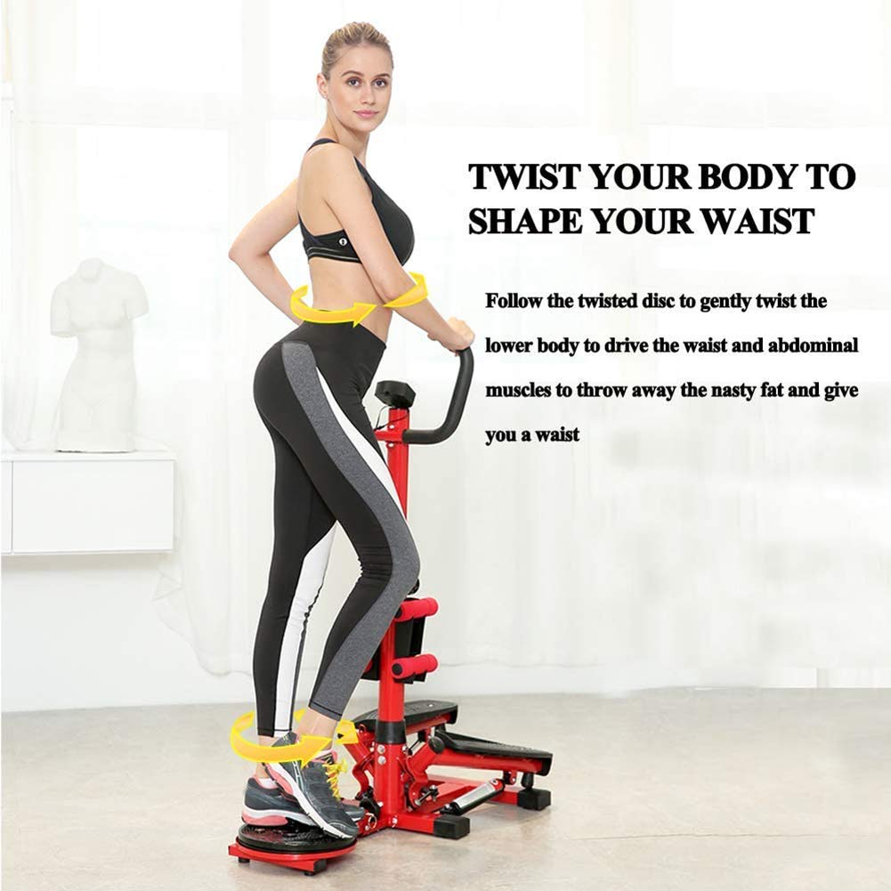 Multifunktions Indoor Stair Stepper,Adjustable Climbing Machine Quiet Fitness Exercise Machine,Folding Pedal Exerciser with Armrests Efficency