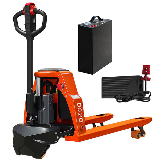 Full Electric Pallet Jack, 4400lbs Capacity Pallet Truck, 48V 20AH Lithium Powered Pallet Truck, 6 Hours Working Time, 3.35 to 7.68 Inch Lift Height, 48 x 27 Inch Fork Size, for Material Handling