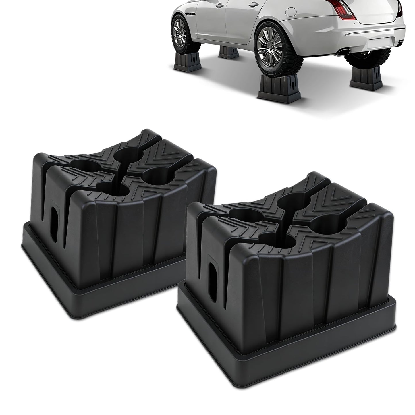 ROBLOCK 11" Adjustable Car Lift Wheel Cradle for Vehicle Maintenance, Storage, Display, All-Around Wheel Cradles with Anti-Slip Texture for Garage, Car Show, Solid Support, Stackable Storage, 2 Pack