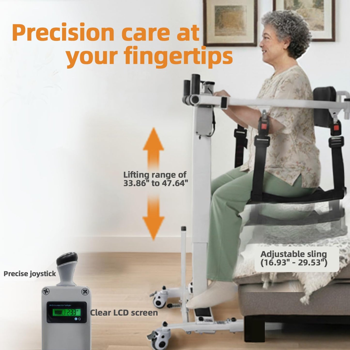 Electric Patient Lifter Transfer Chair, Portable Folding & Transfer Lift for Car, Lift Aid for Disabled, Lift Elderly Seniors from Bed to Wheelchair, Daily Lift and Transport Need for Home Use