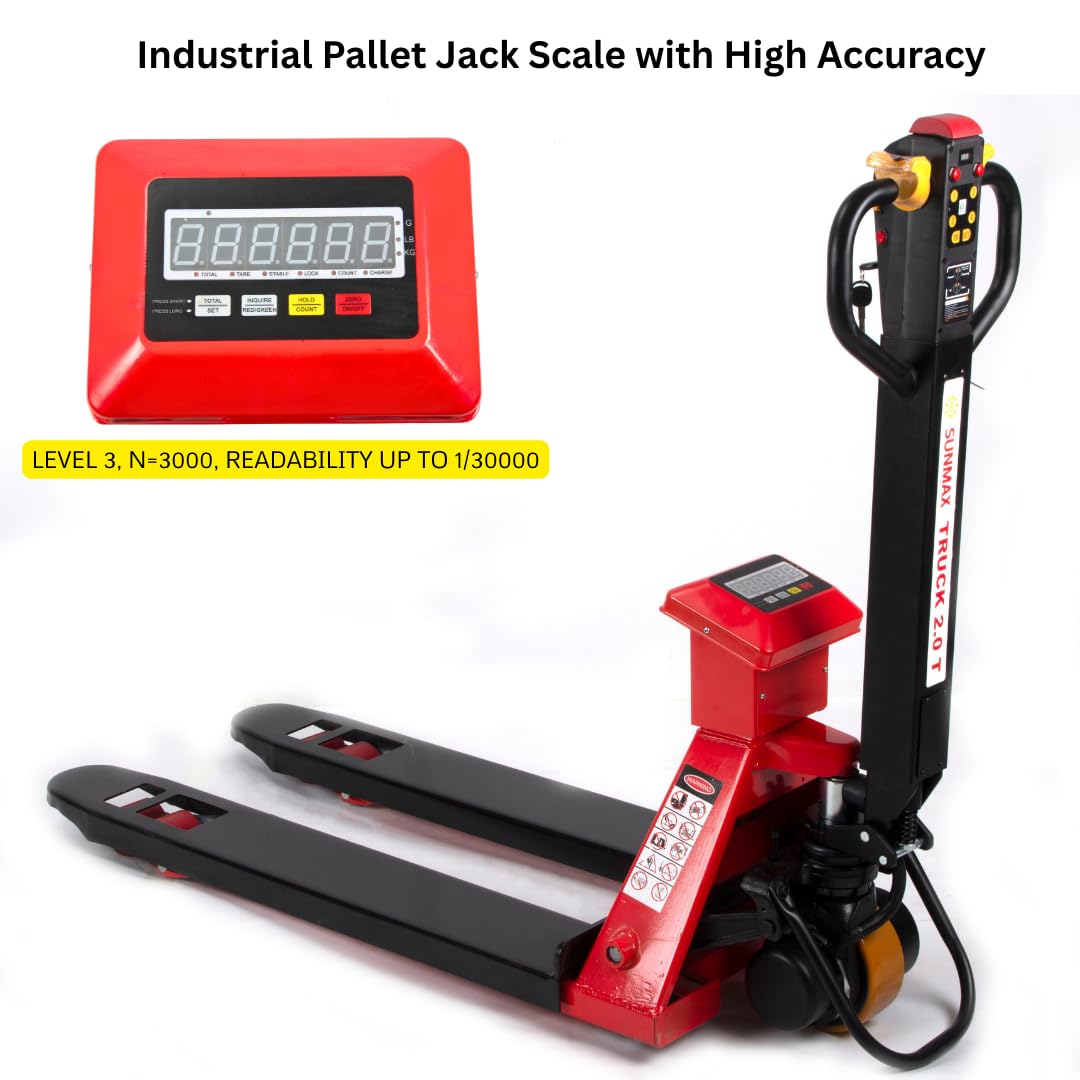 Full-Electric Pallet Jack Truck with Built-in Scale, 4400 lbs Capacity, 48" x 27" Fork Size, Electric Brake