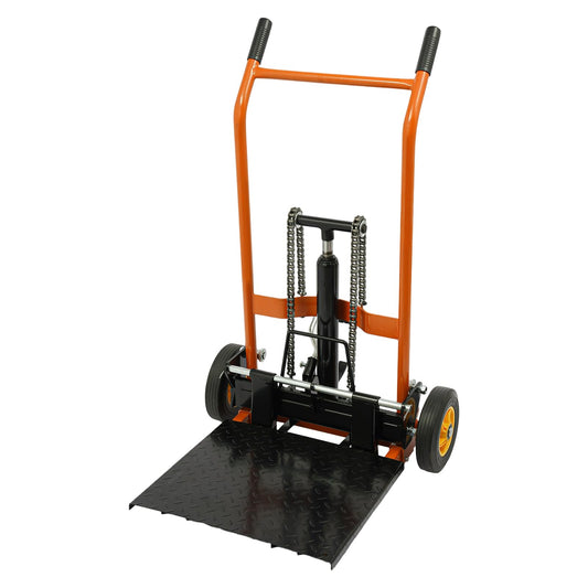 Hydraulic Material Fork Lift, Adjustable Lift Table, 440 Lbs Capacity Material Lift Winch Stacker, 15.7" Fork Lifting Flat Truck with 2 Casters, Steel Platform Pallet Stacker for Warehouse