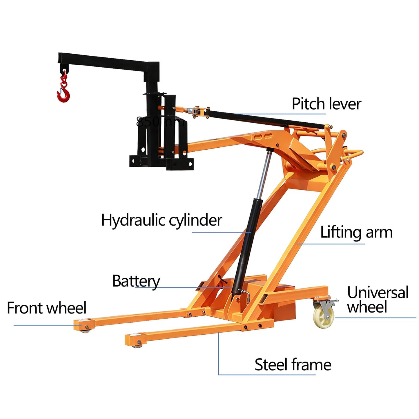 Electric Stacker, Foldable Hydraulic Forklift, 1100 LBS Capacity for Factory Warehouse & Supermarket