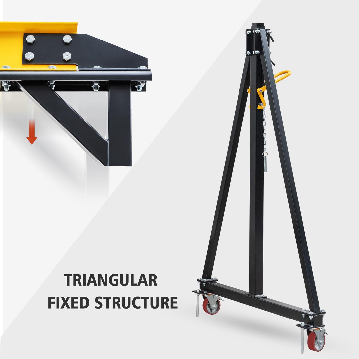 Adjustable Gantry Crane 2 Ton Portable Lift Hoist with Height Range 97 to 141 Inches 4400 Lbs Load Capacity Heavy Duty for Factories Construction Sites Warehouses Auto Repairs