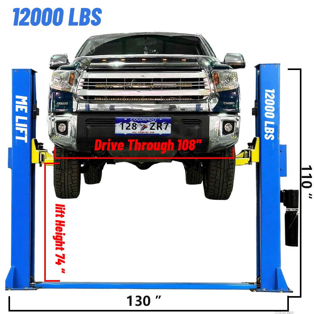 ME 12000lbs 2 Post Lift Automotive Car Lift Single Point Lock Release Two Post Car Lift for Home Garage and Shop ME-H1200