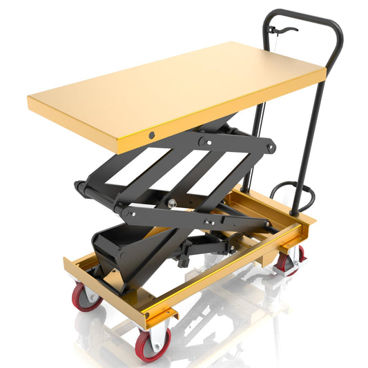 ZKH Hydraulic Lift Cart, 660lb Capacity, 63" Max Lifting Height, Single Scissors Lift Table with Locking Wheels and Overload Bar for Safe Operations, Ideal for Material Handling and Freight Lifting