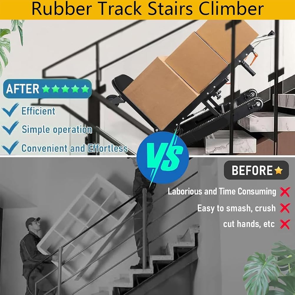 Electric Stair Climber Heavy Object Sack Truck Removable Battery Load Capacity for Straight Curved Stairs Effortless Heavy Load Transport Electric Stair Climbing (E)