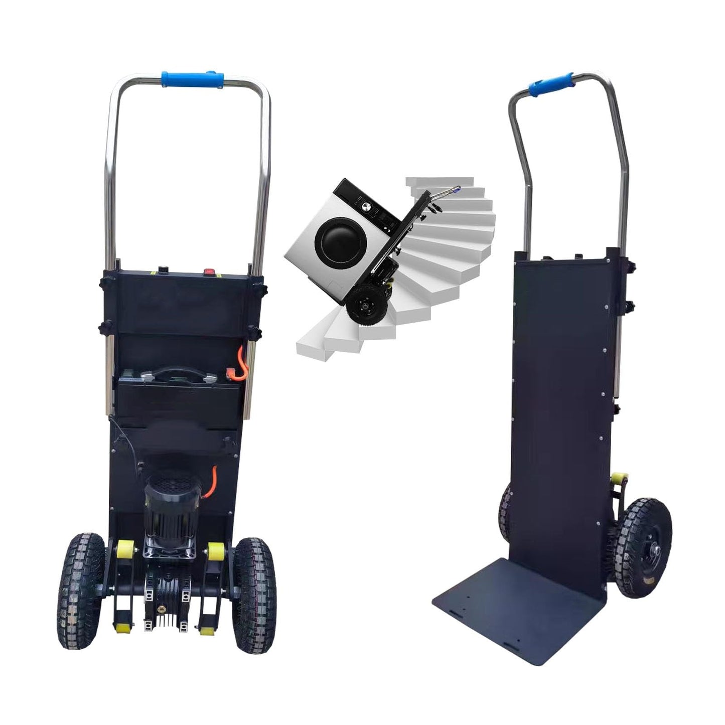 WMWZPYH Electric Stair Climbing Hand Trucks Up and Down Stairs Effortless, 881LB High Load Capacity Powered Stair Climber Cart, Heavy Duty Stair Climbing Cart for Moving Warehouse(Black)
