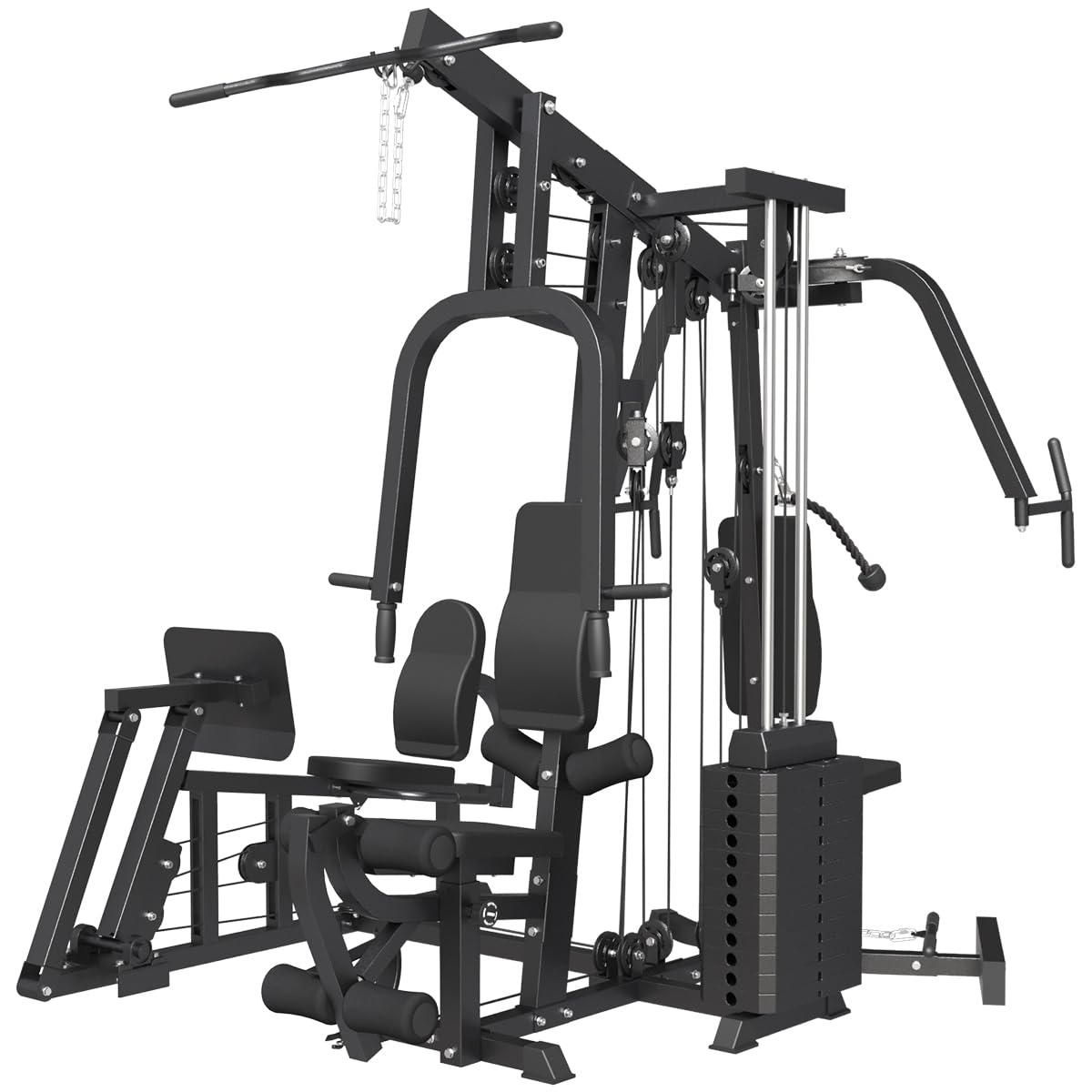 Fagus H Multifunction Home Gym System Workout Station,Smith Machine with 100LB Weight Stack, Leg Press, LAT Station for Full Body Training (Home Gym Station)