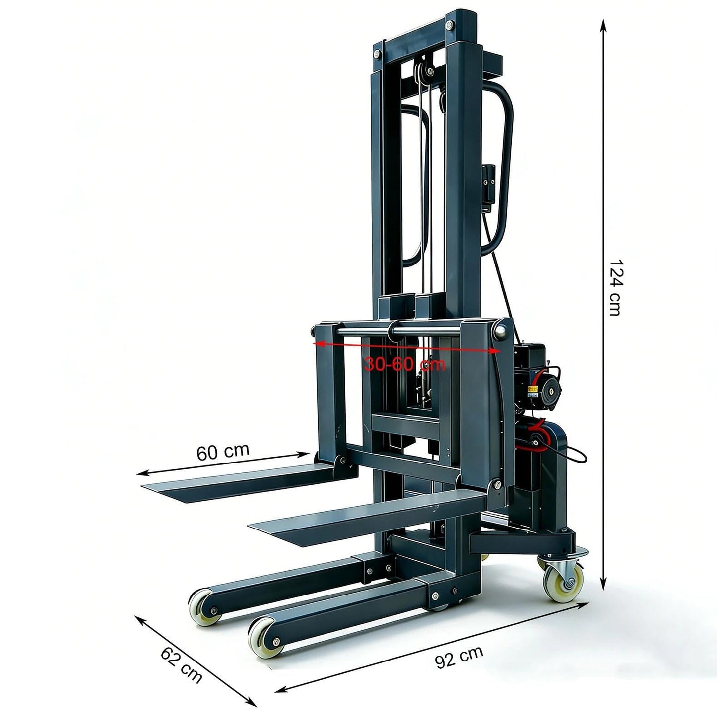 Electric Pallet Stacker Lift, 661 lbs Capacity, 63 Inch Lift Height, Material Lifts Truck with Electric Forks for Warehouse, Factory, Logistics(1.6 m)