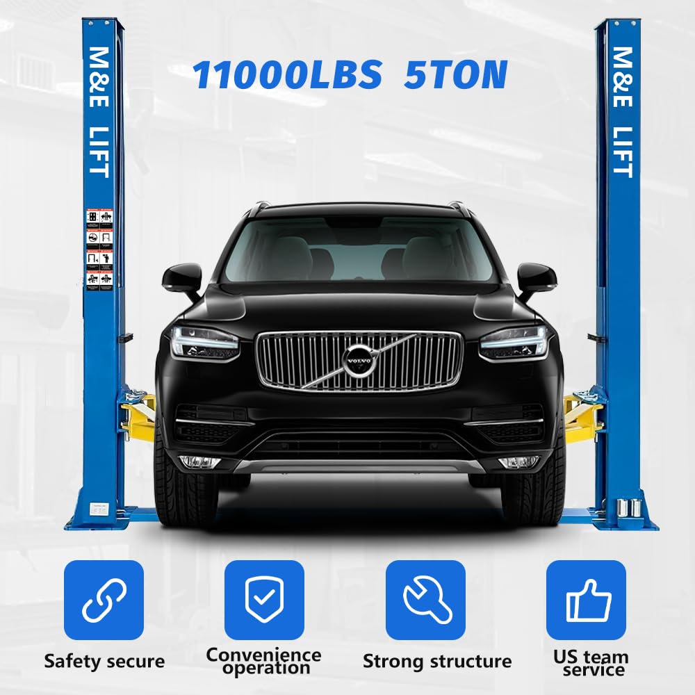 ME 11000lbs 2 Post Lift Car Lift Lifting Height 74.8" Auto Truck Hoist Two Post Car Lift for Shop Repair (ME-H110YS-220V)