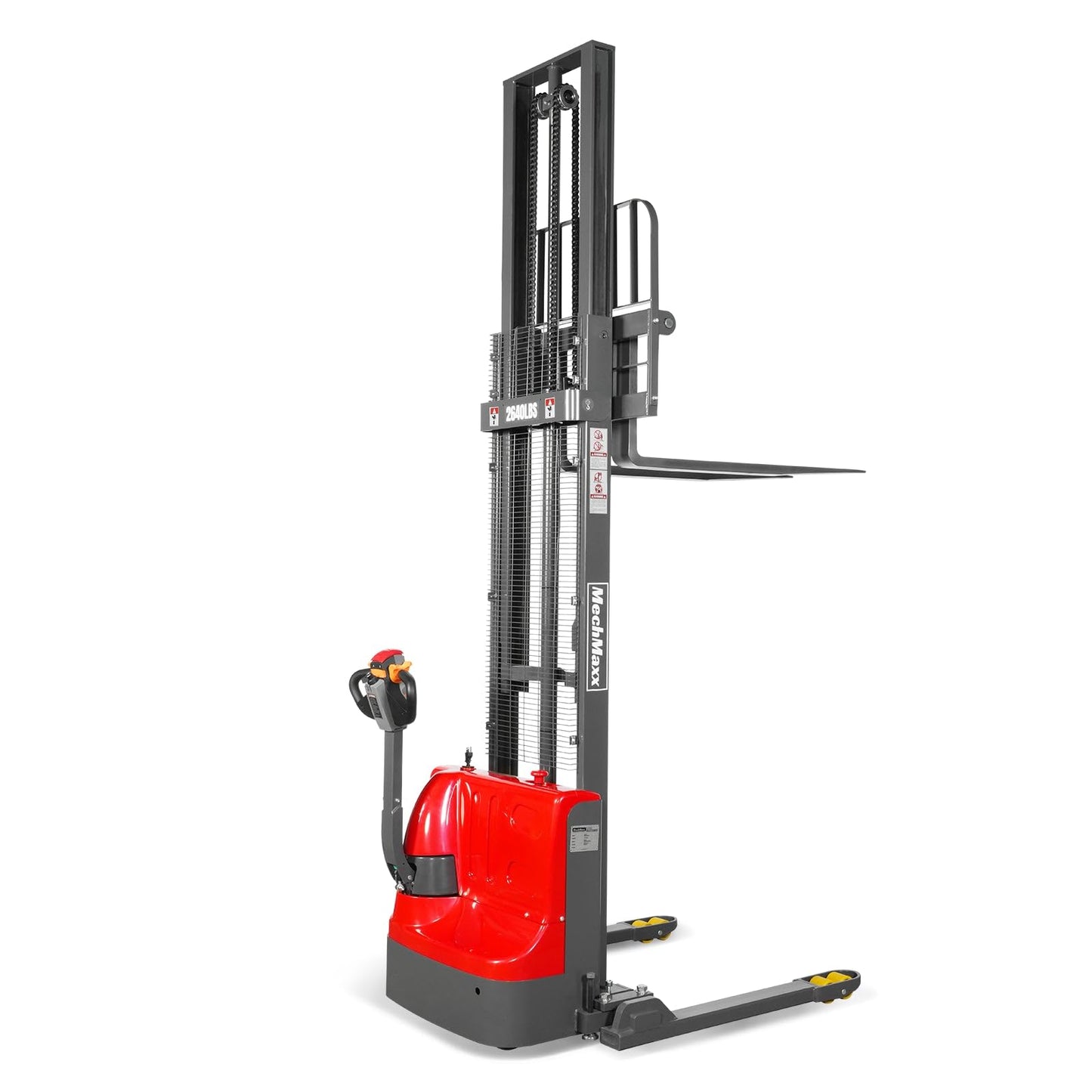 MechMaxx 2640lbs Lithium-ion Electric Straddle Stacker, 138" Lift, Adjustable Legs & Forks, Model F26-138S