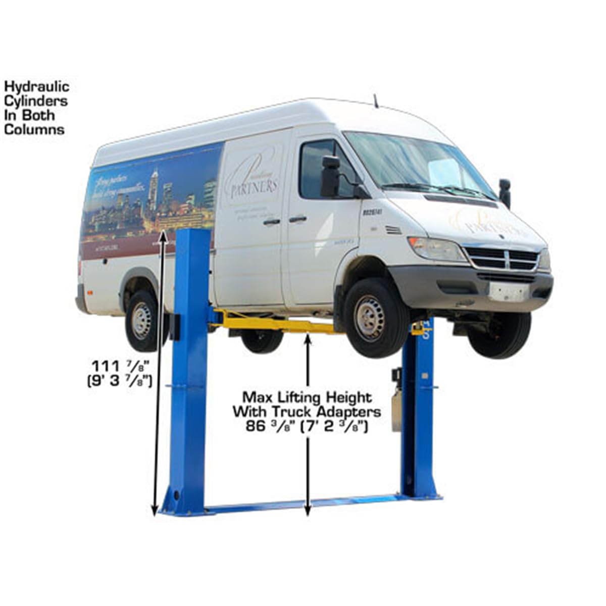 Atlas Automotive Equipment BP10000X 2-Post Commercial Grade Vehicle Lift, Baseplate, Open-top Style, 9’6” Minimum Ceiling Height, 10,000lb Capacity, Super Symmetric Arms, for Low Ceiling Garage Use