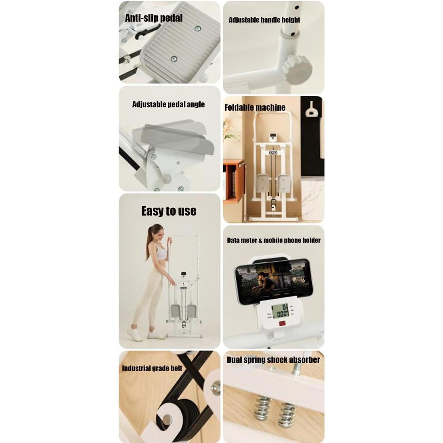Vertical Stair Climbing Machine Fitness Equipment, Foldable Stepper, Vertical Stepper for Home Gym, Height Adjustable Vertical Stair Climbing Machine