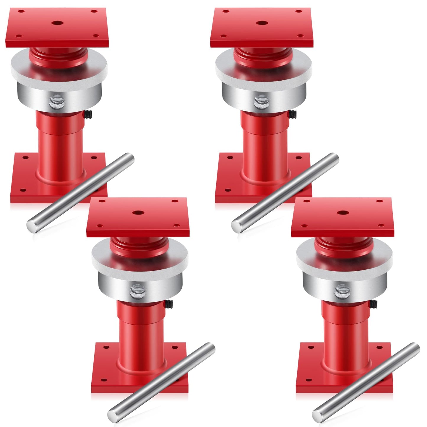Lanties Adjustable Screw Jack Post for House Leveling, Manufacturing House Jacks with Wrench Screw Steel Shores, Range of Adjustment(6.5''-9'',Red,4 Pcs)