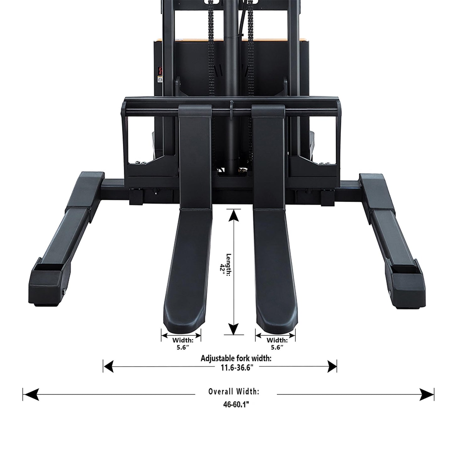APOLLOLIFT Semi-Electric Stacker, Pallet Stacker 3300 lbs Capacity 118" Lifting Height, with Straddle Legs and Adjustable Forks